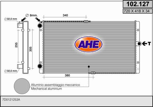 AHE 102.127 - Радіатор, охолодження двигуна autocars.com.ua