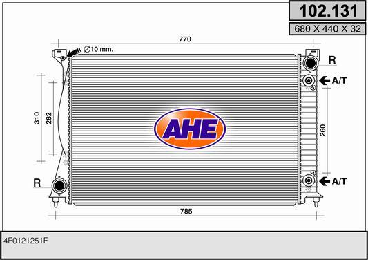 AHE 102.131 - Радіатор, охолодження двигуна autocars.com.ua