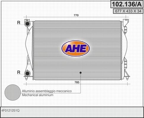 AHE 102.136/A - Радіатор, охолодження двигуна autocars.com.ua