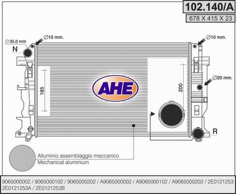 AHE 102.140/A - Радіатор, охолодження двигуна autocars.com.ua