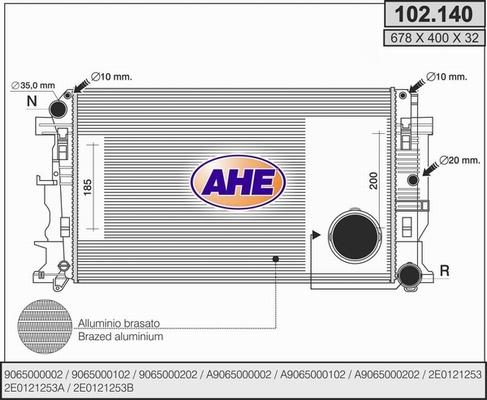 AHE 102.140 - Радіатор, охолодження двигуна autocars.com.ua