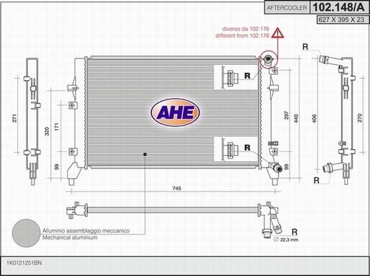 AHE 102.148/A - Радіатор, охолодження двигуна autocars.com.ua