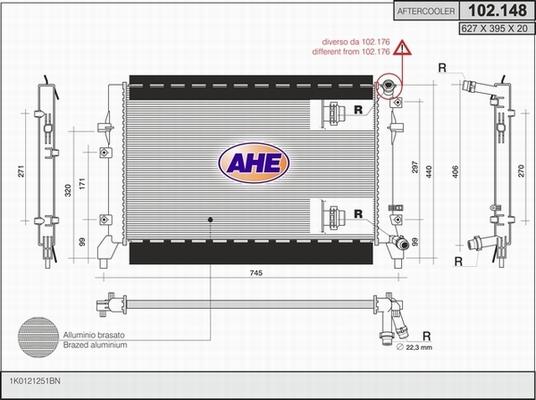 AHE 102.148 - Радіатор, охолодження двигуна autocars.com.ua