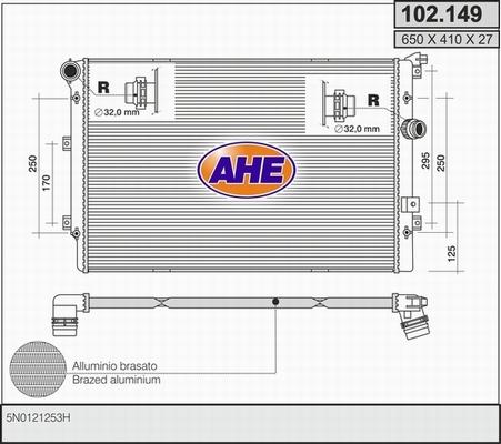 AHE 102.149 - Радіатор, охолодження двигуна autocars.com.ua