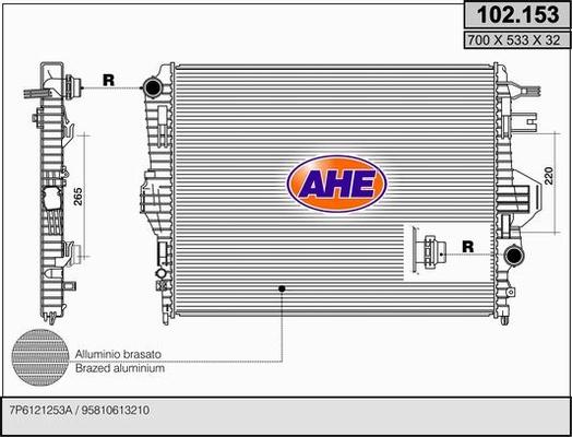AHE 102.153 - Радіатор, охолодження двигуна autocars.com.ua