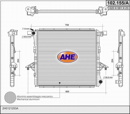 AHE 102.155/A - Радіатор, охолодження двигуна autocars.com.ua