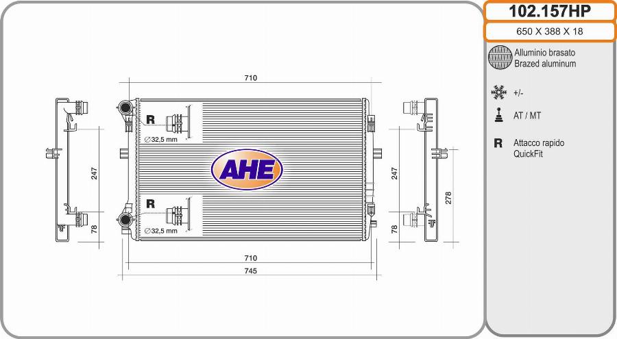 AHE 102.157HP - Радіатор, охолодження двигуна autocars.com.ua