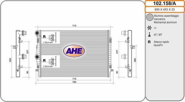 AHE 102.158/A - Радіатор, охолодження двигуна autocars.com.ua