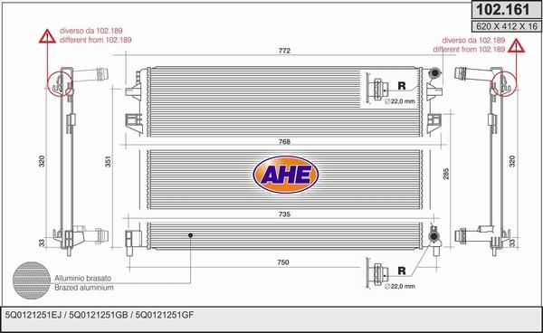 AHE 102.161 - Радіатор, охолодження двигуна autocars.com.ua