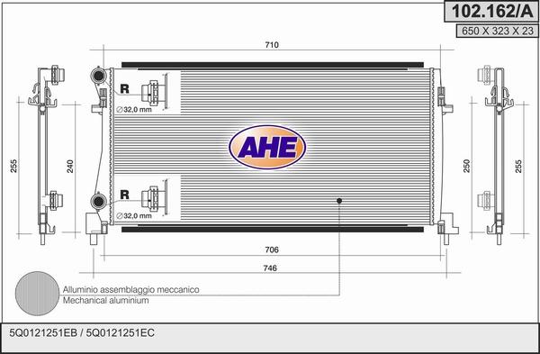 AHE 102.162/A - Радіатор, охолодження двигуна autocars.com.ua