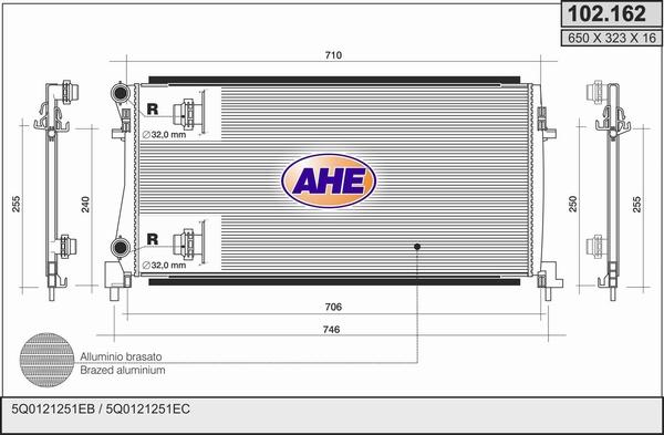 AHE 102.162 - Радіатор, охолодження двигуна autocars.com.ua