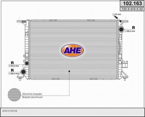 AHE 102.163 - Радіатор, охолодження двигуна autocars.com.ua