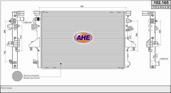 AHE 102.165 - Радіатор, охолодження двигуна autocars.com.ua