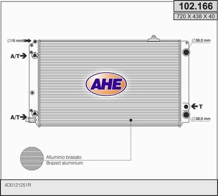 AHE 102.166 - Радіатор, охолодження двигуна autocars.com.ua