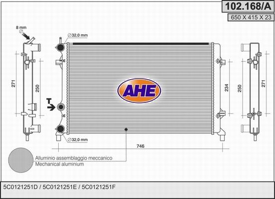 AHE 102.168/A - Радіатор, охолодження двигуна autocars.com.ua