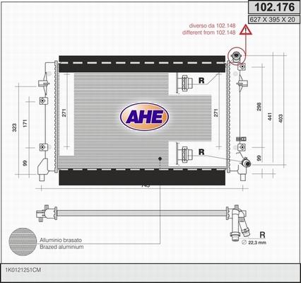 AHE 102.176 - Радіатор, охолодження двигуна autocars.com.ua