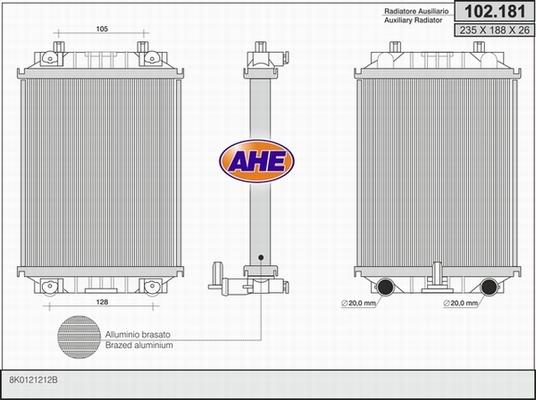 AHE 102.181 - Радіатор, охолодження двигуна autocars.com.ua