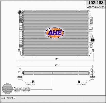 AHE 102.183 - Радіатор, охолодження двигуна autocars.com.ua