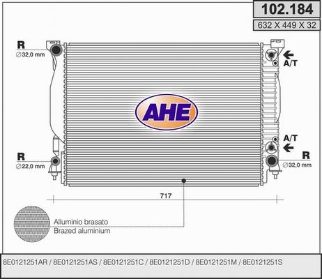 AHE 102.184 - Радіатор, охолодження двигуна autocars.com.ua