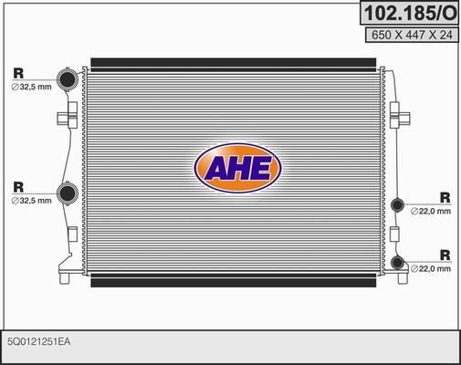 AHE 102.185/O - Радіатор, охолодження двигуна autocars.com.ua