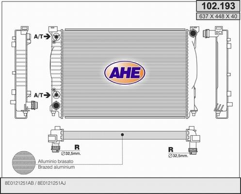 AHE 102.193 - Радіатор, охолодження двигуна autocars.com.ua