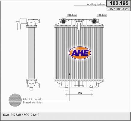 AHE 102.195 - Радіатор, охолодження двигуна autocars.com.ua