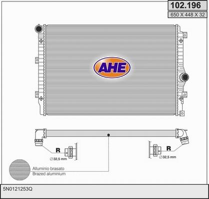 AHE 102.196 - Радіатор, охолодження двигуна autocars.com.ua