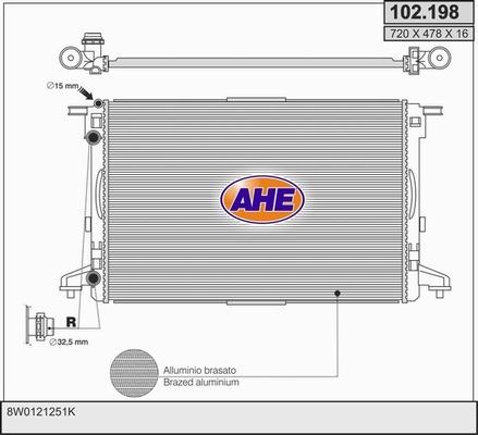 AHE 102.198 - Радіатор, охолодження двигуна autocars.com.ua