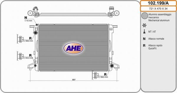 AHE 102.199/A - Радіатор, охолодження двигуна autocars.com.ua