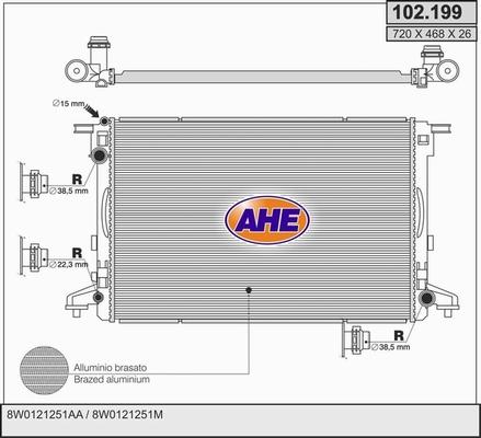 AHE 102.199 - Радіатор, охолодження двигуна autocars.com.ua