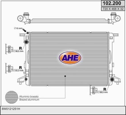 AHE 102.200 - Радіатор, охолодження двигуна autocars.com.ua