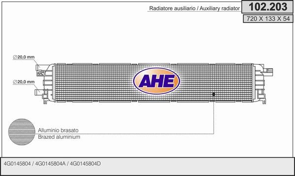 AHE 102.203 - Радіатор, охолодження двигуна autocars.com.ua
