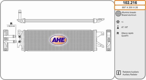 AHE 102.216 - Радіатор, охолодження двигуна autocars.com.ua