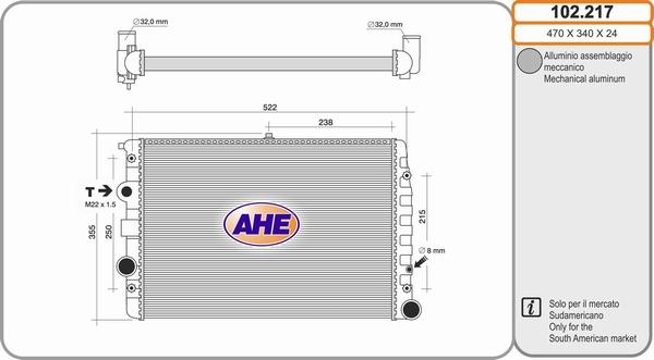 AHE 102.217 - Радіатор, охолодження двигуна autocars.com.ua