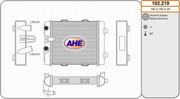 AHE 102.219 - Радіатор, охолодження двигуна autocars.com.ua
