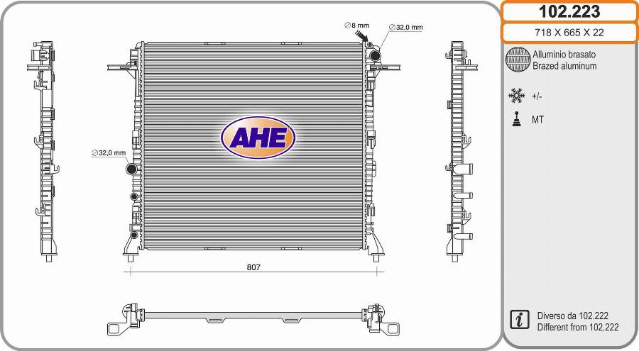 AHE 102.223 - Радіатор, охолодження двигуна autocars.com.ua