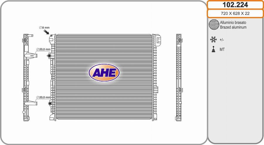 AHE 102.224 - Радіатор, охолодження двигуна autocars.com.ua