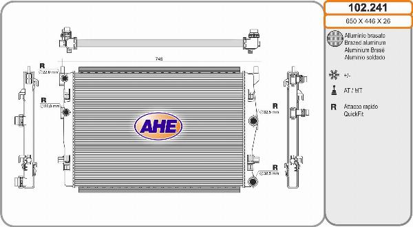 AHE 102.241 - Радіатор, охолодження двигуна autocars.com.ua