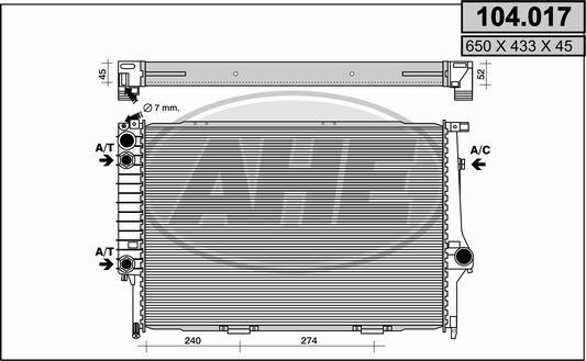 AHE 104.017 - Радіатор, охолодження двигуна autocars.com.ua