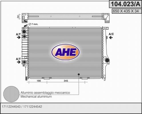 AHE 104.023/A - Радіатор, охолодження двигуна autocars.com.ua