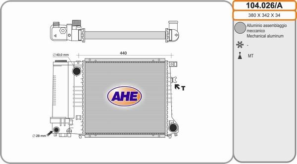 AHE 104.026/A - Радиатор, охлаждение двигателя autodnr.net