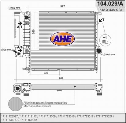 AHE 104.029/A - Радиатор, охлаждение двигателя autodnr.net