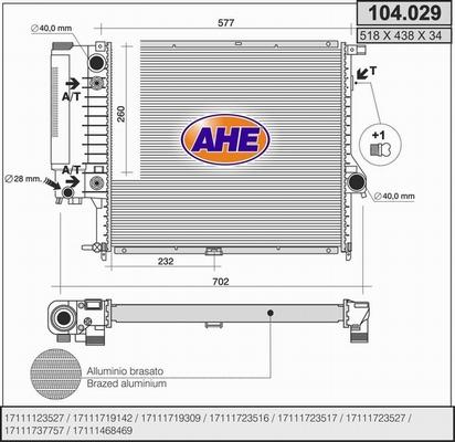 AHE 104.029 - Радиатор, охлаждение двигателя autodnr.net