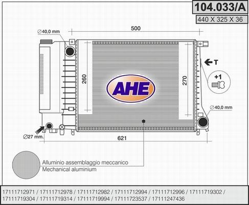 AHE 104.033/A - Радиатор, охлаждение двигателя autodnr.net