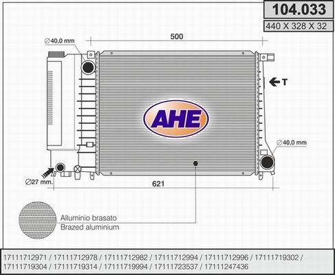 AHE 104.033 - Радиатор, охлаждение двигателя autodnr.net