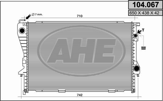 AHE 104.067 - Радіатор, охолодження двигуна autocars.com.ua