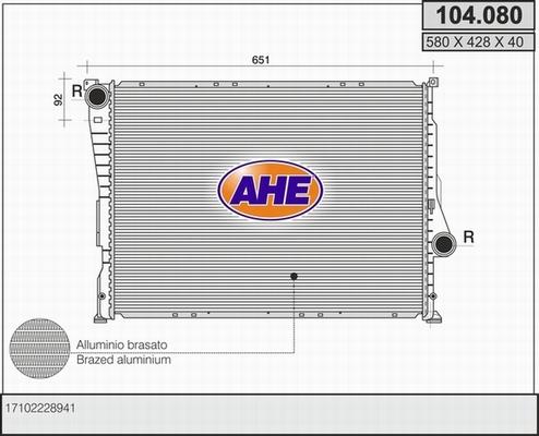 AHE 104.080 - Радіатор, охолодження двигуна autocars.com.ua