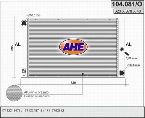 AHE 104.081/O - Радіатор, охолодження двигуна autocars.com.ua