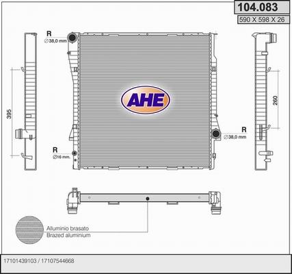 AHE 104.083 - Радіатор, охолодження двигуна autocars.com.ua