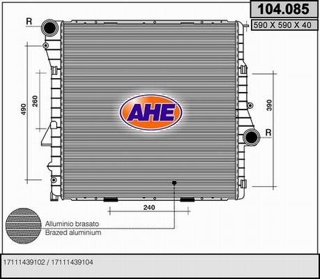 AHE 104.085 - Радіатор, охолодження двигуна autocars.com.ua